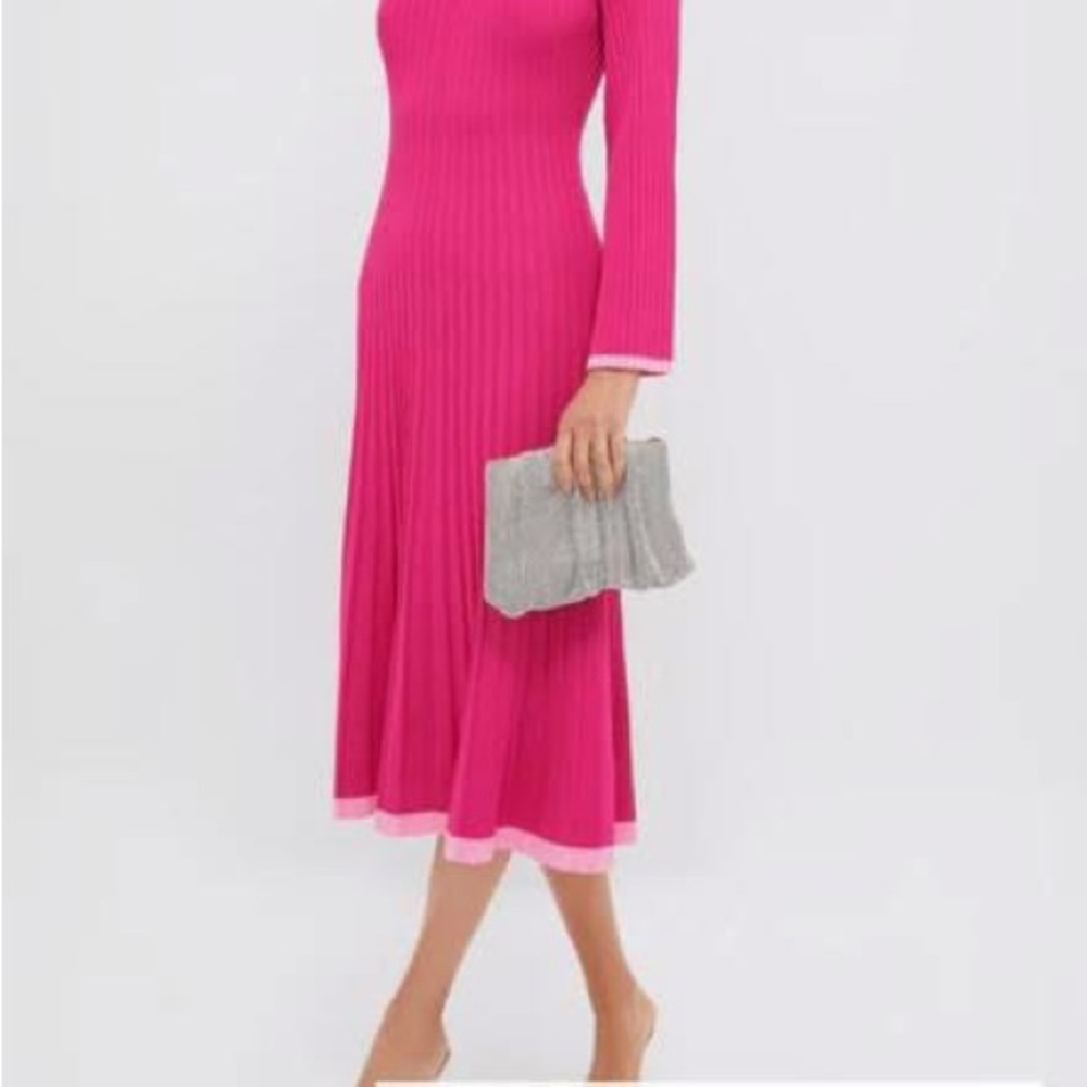 Chic Long Sleeve Pink Dress